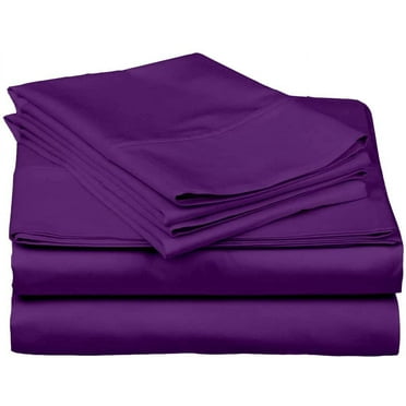 1200 Thread Count 4 Piece Quality Sheet Set 27 Inch Deep Pocket 100% Egyptian Cotton Color Purple Solid Size Queen