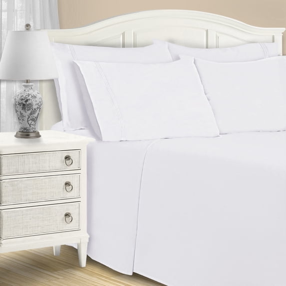1200 Thread Count Cotton Blend 6 Count Sheet Set, King, White
