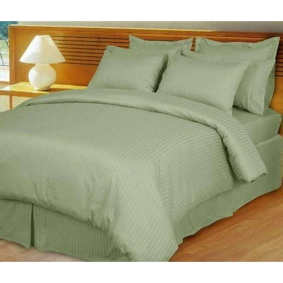 1200 Thread Count Four (4) Piece King Size Sage Stripe Bed Sheet Set, 100% Egyptian Cotton, Premium Hotel Quality