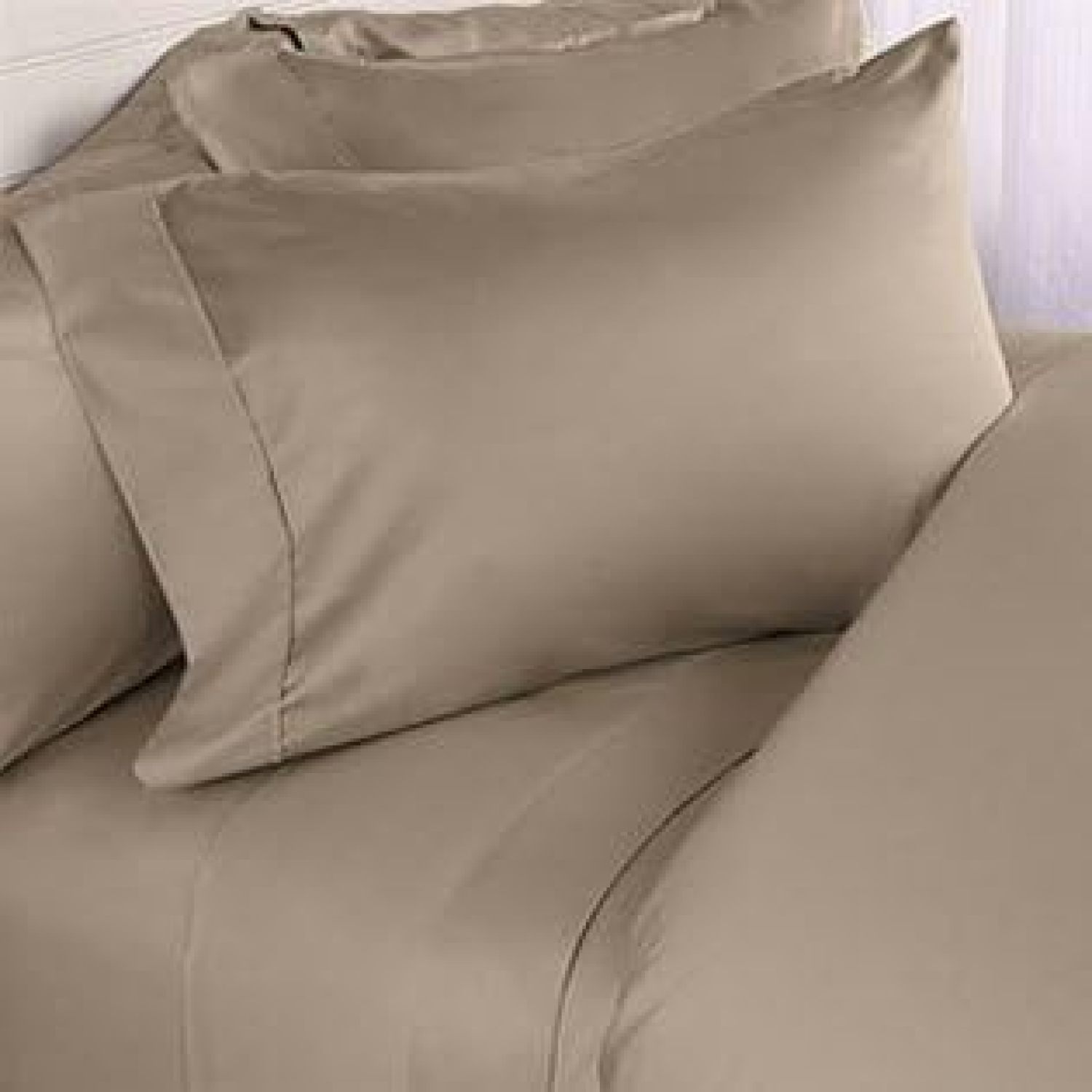 1200 Thread Count Four (4) Piece King Size Taupe Solid Bed Sheet Set
