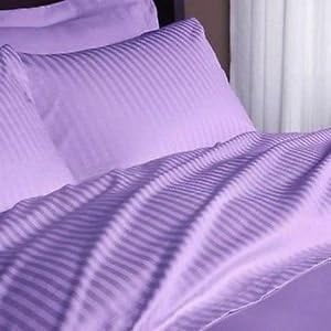 1200 Thread Count Four (4) Piece Olympic Queen Size Lavender Stripe Bed Sheet Set, 100% Egyptian Cotton, Premium Hotel Quality