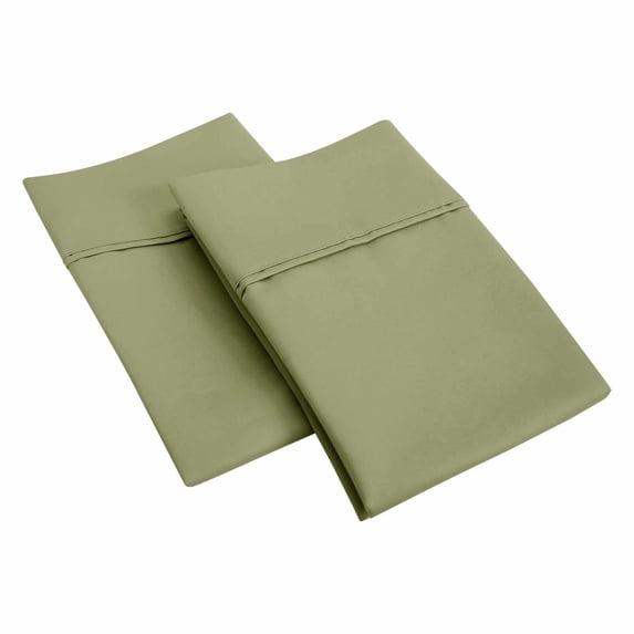 1200-Thread-Count Pillowcases Set, Cotton Blend, 8 Colors Sage / Standard