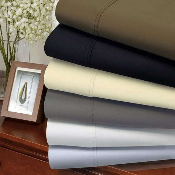 1200-Thread-Count Pillowcases Set, Cotton Blend, 8 Colors White / King