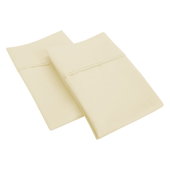 1200-Thread-Count Pillowcases Set, Cotton Blend, King, Ivory