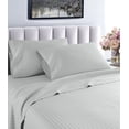 thumbnail image 1 of 1200 Thread Count Queen Size Deep Pocket Stripe Cotton Sheet Set (Queen, Silver), 1 of 5