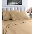 thumbnail image 1 of 1200 Thread Count Twin Extra Long Size Deep Pocket Stripe Cotton Sheet Set (Twin Extra Long, Taupe), 1 of 5