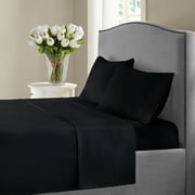 HOME SWEET HOME DREAMS 1200 Thread Count Twin Size Deep Pocket Solid Cotton Sheet Set (Twin, Black)