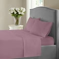 thumbnail image 1 of 1200 Thread Count Twin Size Deep Pocket Solid Cotton Sheet Set (Twin, Purple), 1 of 4