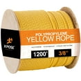 thumbnail image 1 of 1200 ft Twisted Polypropylene Rope - 3/8" - Yellow Floating Poly Pro Cord - Resistant to Oil, Moisture, Rot, Mold, Marine Growth and Chemicals - Reduced Slip, Easy Knot, Flexible - by Xpose Safety, 1 of 6
