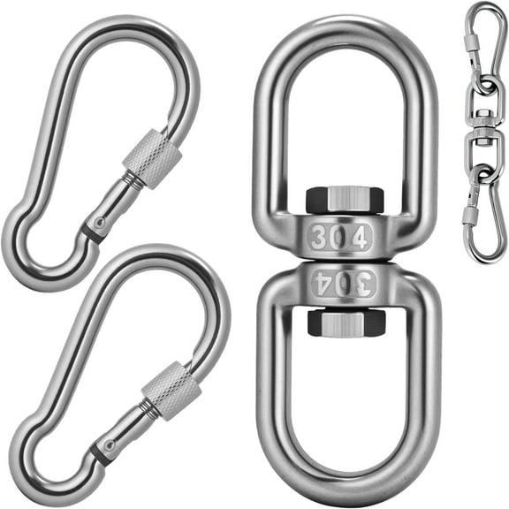 1200 lb Capacity Heavy Duty Double Ended Eye Hook with Snap Hook, Swivel Hooks 1Pack Snap Hooks 2Pack, for Aerial Yoga, Hanging Hammock, Web Tree Swing, Swing Spinner M8