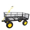 thumbnail image 1 of 1200 lbs Heavy Duty Garden Cart, Utility Steel Cart with Removable Mesh Sides and  Adjustable Handle, Metal Wagon Convertible to Flatbed with 10-Inch Tires Perfect for Garden, Farm, Yard, 1 of 7