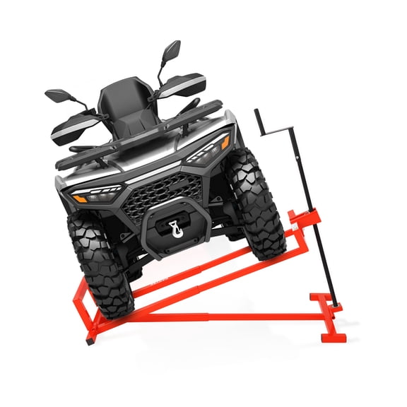 1200 lbs Heavy-Duty Lawn Mower Lift Jack for Riding and Zero Turn Mowers – Collapsible Design with Crank and Power Tool Handle – Adjustable Height – Hammered Black
