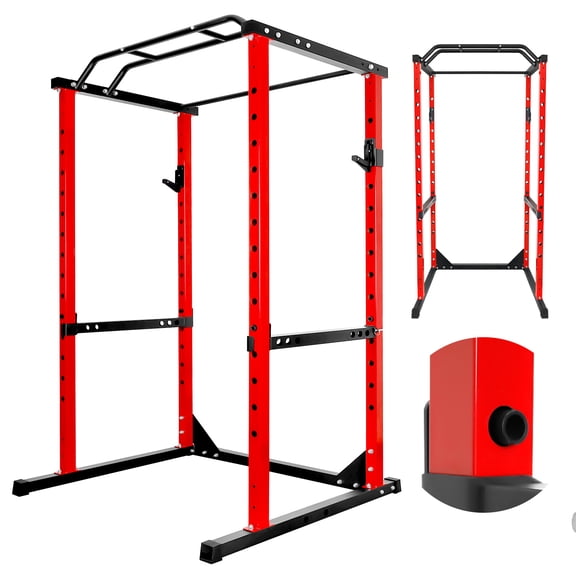 1200 lbs Power Rack Squat Cage with Pull Up Bar, 14-level Adjustable Weight Lifting Home Gym Equipment for Beginner Family Strength Training