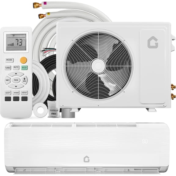 12000 BTU Ductless Inverter Mini Split Air Conditioner 750 Sq. Ft 115V 19 SEER2 Cooling and Heating Remote