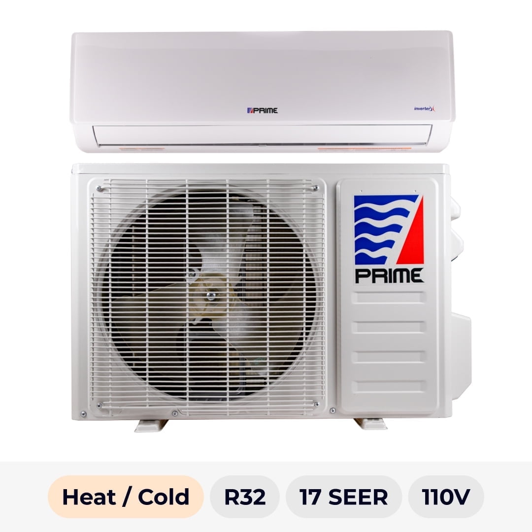 Prime 12000 BTU Mini Split Ductless Air Conditioner Heat Pump, Wi-Fi Enabled, 17 SEER2, 110V, Up to 550 Sq. Ft, R-32 Refrigerant & Installation Kit