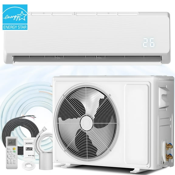 12000 BTU Mini Split Air Conditioner & Heater, 19 SEER2 230V Energy Efficient Ductless Wall-Mounted AC Unit Covers Up to 850 Sq.Ft, Remote Control