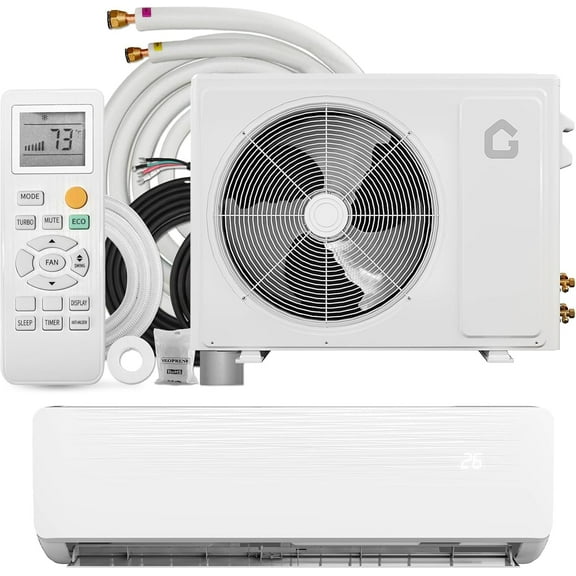 12000 BTU Mini Split Air Conditioner Heat Pump System,19 SEER2 Inverter Mini Split AC/Heating System, Ductless Wall Mount AC Unit Cool Up to 750 Sq. Ft, Installation Kits, 230V