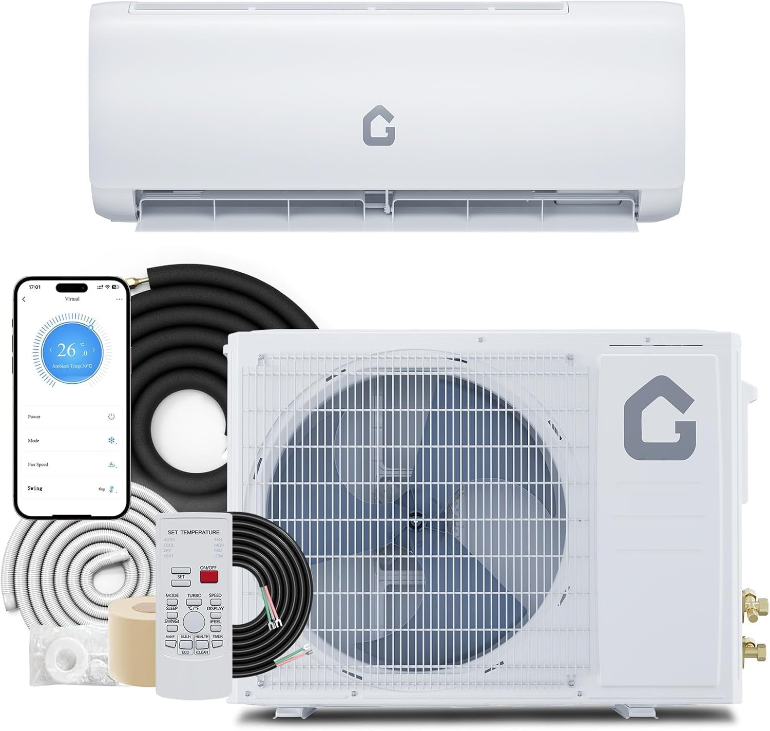 12000 BTU Mini Split Air Conditioner & Heater, 22 SEER2 Energy ...