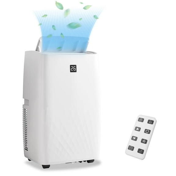 12000 BTU Portable AC with White Body, Black Top Cover, Cooling, Dehumidifying & Fan Features, Ideal for Medium Rooms, Quiet Mode, 24-Hour Timer & Easy Setup