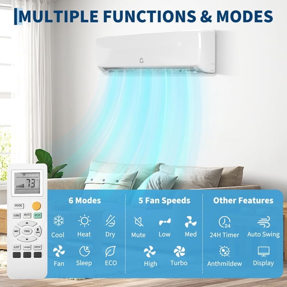 12000 BTU Wall Mount Ductless Mini Split Heat Pump, 19 SEER2 Inverter AC With Full Installation Kit