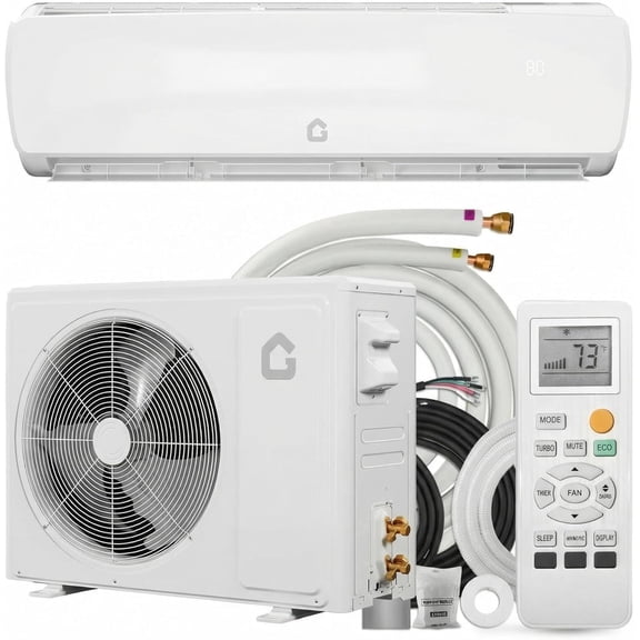 12000 BTU Wall Mount Mini Split AC Heater, 19 SEER2 Inverter, Ultra Quiet 30dB, Efficient Cooling Heating, Covers 750 Sq Ft, 208/230V, Pre-Charged Condenser, R32 Refrigerant, Full Kit & Remote