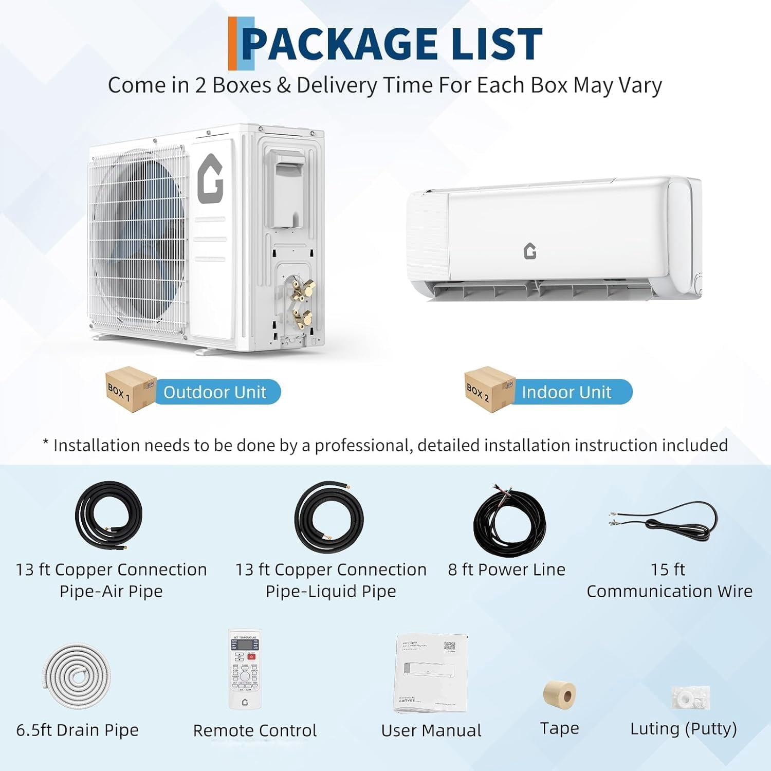 12000 BTU Wifi Mini Split AC, 21 SEER2 208V-230V Ductless Inverter ...