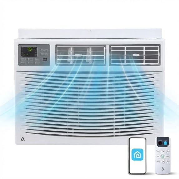 12000 BTU Window Air Conditioner with WiFi, Smart Window AC Unit with Remote & App Control, Timer Function & Easy Install Kit, for Rooms Up to 550 Square Feet, 115V, White