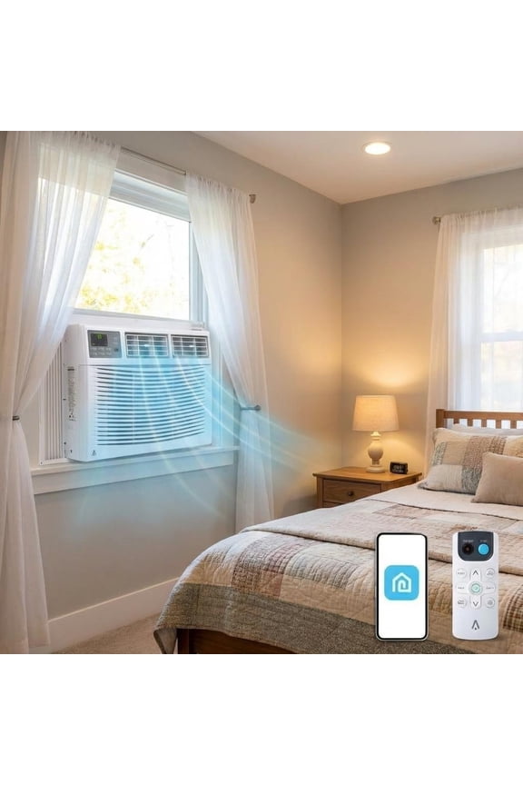12000 BTU Window Air Conditioner with, Remote & App Control, Quiet 56dB, Easy Installation for 26-36 Inch Windows