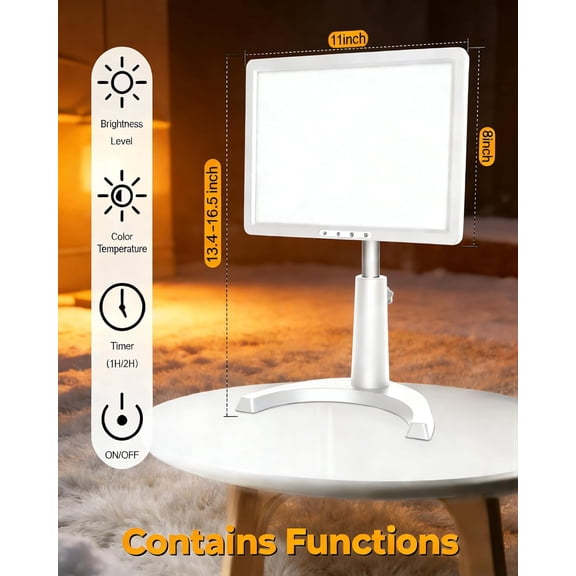 12000 Full Spectrum, UV-Free Light LED Sunlight Lamp with 3 in 1 Mount, Timer & Adjustable Brightness, Portable, Daylight for Office Reading Morning Routine