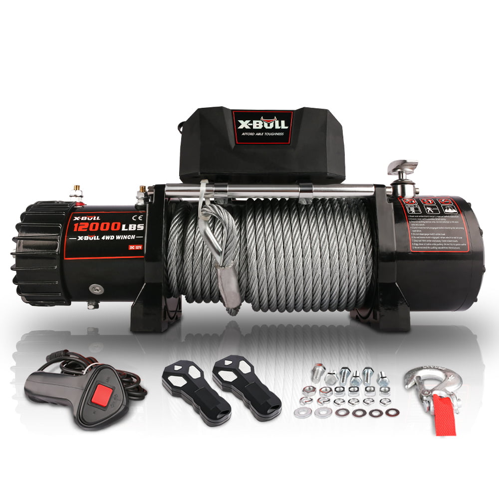 13000 LBS SYNTHETIC ROPE WINCH,Waterproof IP67,wireless remote for all the  latest x-bull winches,for two-door Jeep, light SUV,Black 