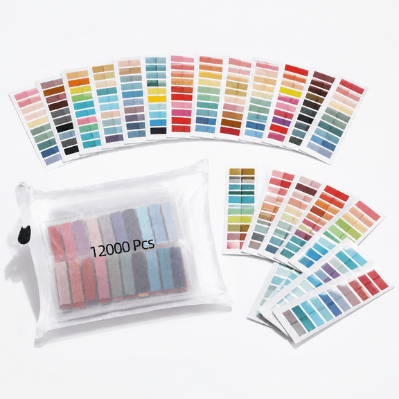 12000 Multicolored Transparent PET Book Annotation Sticky Tabs with Storage File Bag