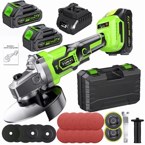12000 RPM Cordless Angle Grinder 4-1/2", Brushless Angle Grinder Tool, Power Angle Grinders with 2 * 4.0Ah Batteries & Charger, Electric Metal Grinder Kit for Grinding