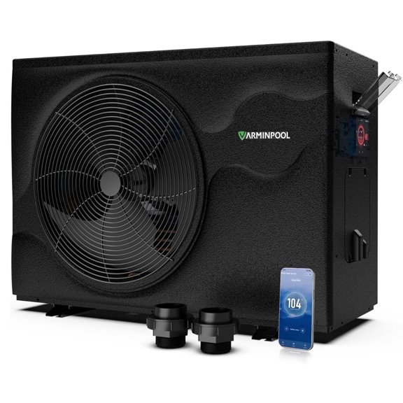 Varminpool Pool Heat Pump 120000 BTU Electric Smart Invert Tech WiFi Capable Heat and Cool Mode For 33000 Gallon In/Above Ground Pools