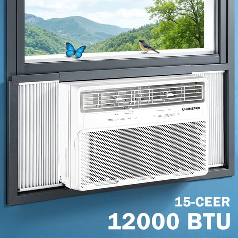 12000BTU Window Air Conditioner, Fast Cooling Window AC Unit with Dehumidifier, Super Quiet AC APP/WIFI Control, Energy Saver&Sleep Mode, 4-Way Airflow, 24H Timer, Fresh Air Vent for 550SQ.ft