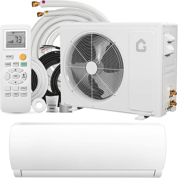 12000BTU Mini Split Ac/Heating System,19 SEER2 230 V AC Unit Cools Rooms up to 750 Sq. Ft, L Panel Indoor Unit Split Air Conditioner,Energy Efficient Inverter AC w/Heat Pump,Low Noise (42 db)