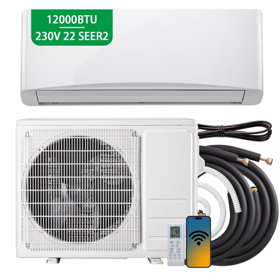 12000BTU Mini Split Air Conditioner& Heater, 22 SEER2 Energy Saving 230V AC Units Cools Rooms up to 750 Sq.Ft Remote Control Wifi