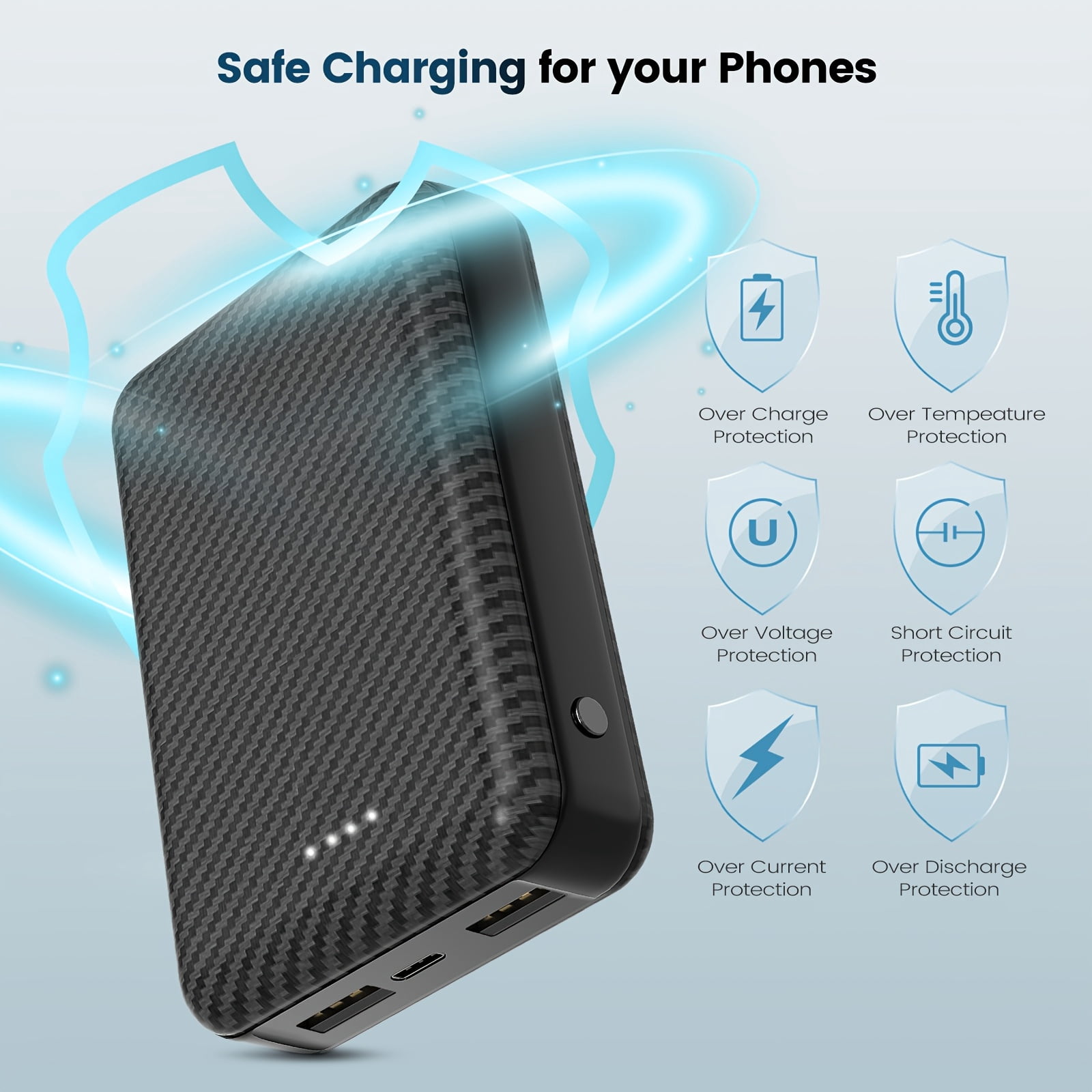 12000Mah Small Portable Phone Charger, 5V/2.4A Heated Vest/Jacket Battery Packs Dual USB Power Bank for Iphone Android Ipad Switch And Tablets