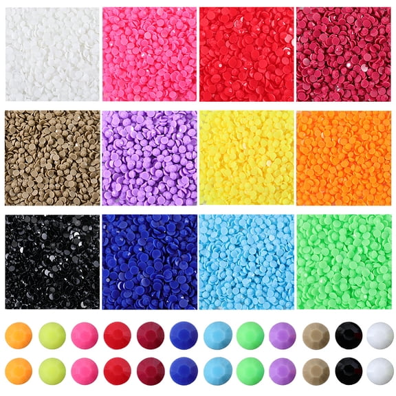 12000Pcs 12 Colors Diamond Art Painting Beads Mini Resin Rhinestones 3mm Flatback Half Round Paintings Drills Rhinestone Diamonds Dot Gem Bead