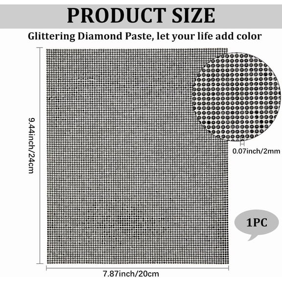12000Pcs Rhinestone Bling Sheet Self Adhesive Black Gem Stickers Glitter Rectangle Diamond Sheets for Clothing Phone Case Car Art DIY Crafts Decoration 9.5x7.8 Inch