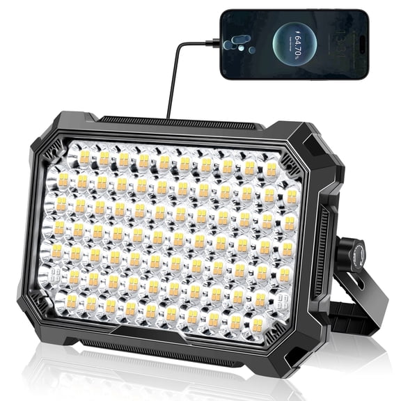 Rechargeable LED Work Light 12000mAh, 10000LM Portable Magnetic Work Light 320 LED, 4 Modes, Adjustable Stand for Mechanics, Camping, Fishing, Car Repair, Emergency Light for Power Outage