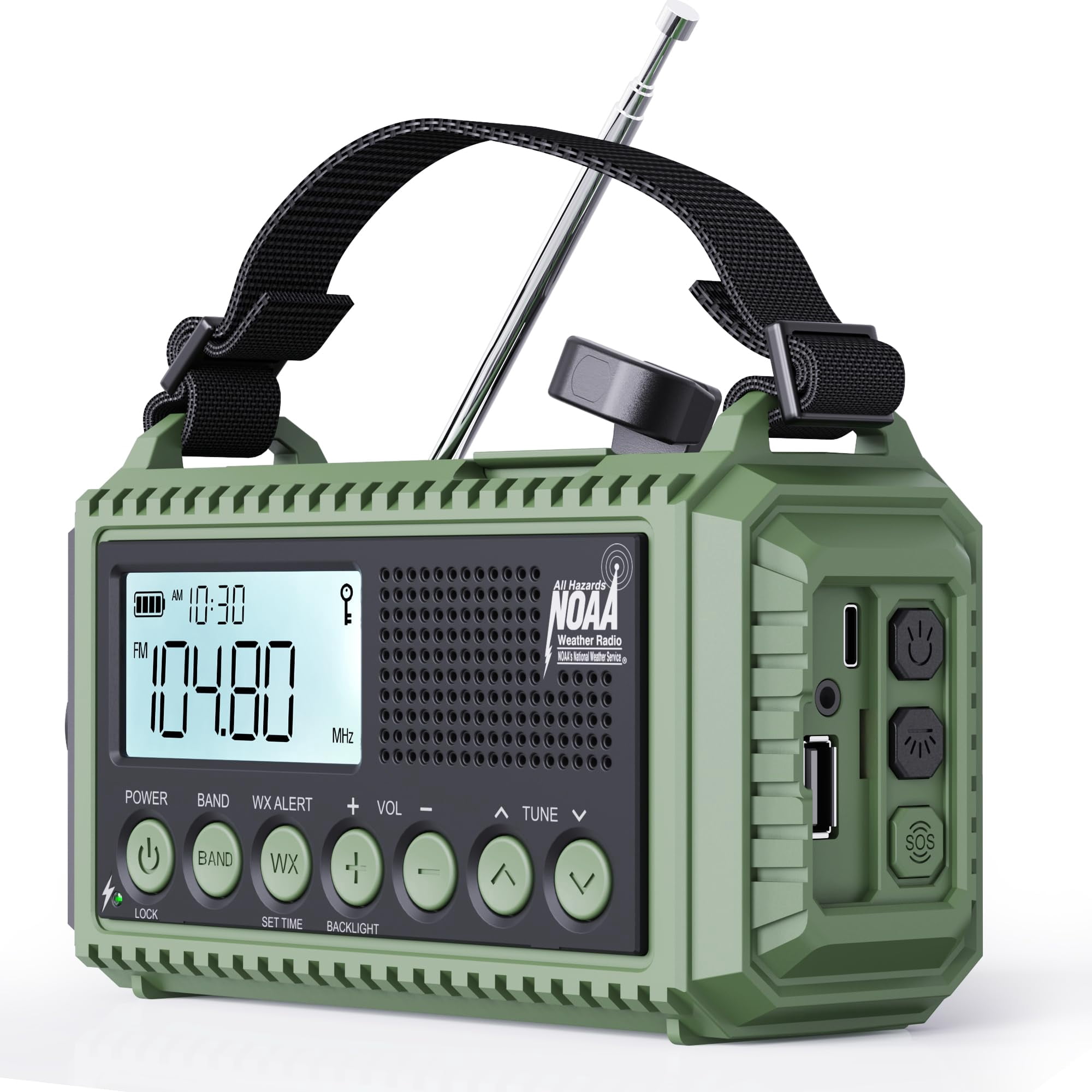 12000mah Emergency Radio - Auto Noaa Weather Alert  Solar Hand Crank Am/fm/sw/noaa Flashlight Phone Sos Siren Kit For Camping Storms Power Outages