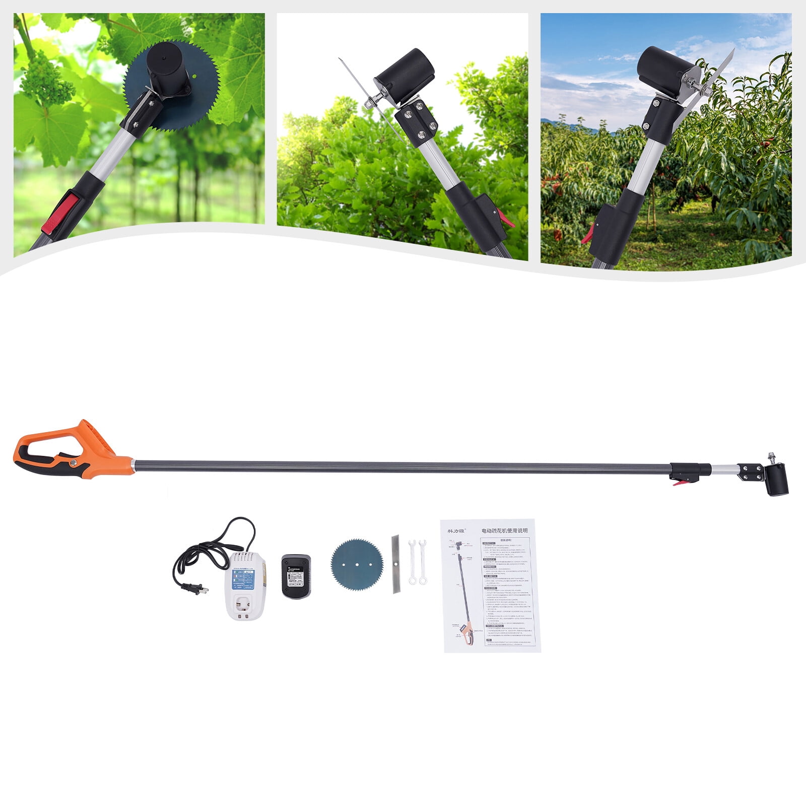 12000rpm Electric Pole Hedge Trimmer Cordless Hedge Trimmer For Tree Weed Garden Used In Farm Orchards, Villa Yards, Municipal Gardens