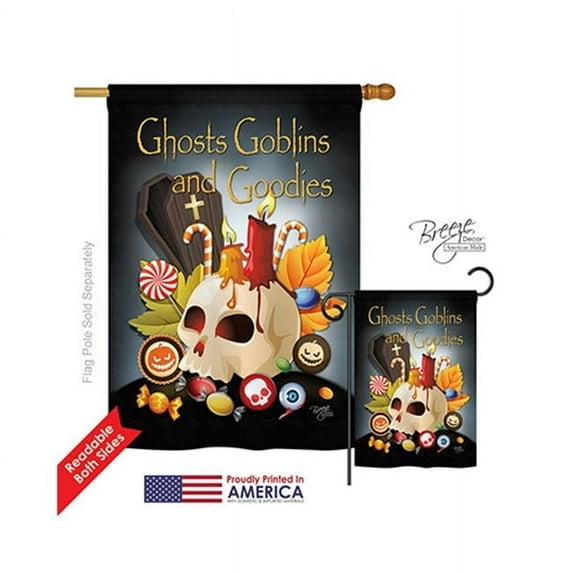 12007 Halloween Ghosts Goblins & Goodies 2-Sided Vertical Impression House Flag 28 x 40 in.