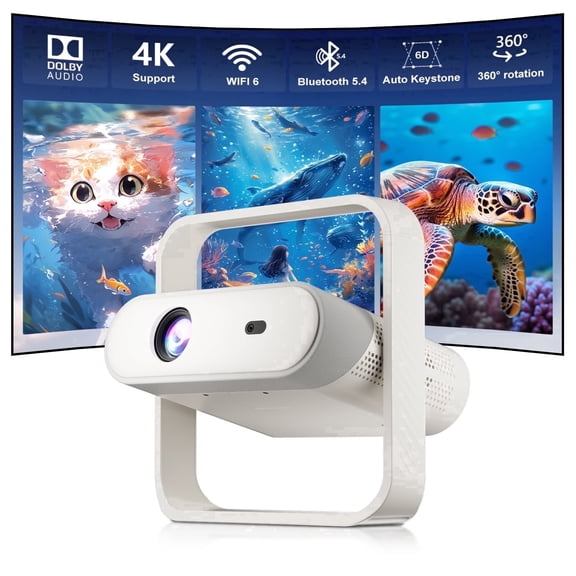 [1200ANSI&Auto Focus] Salange 1080P Full HD Portable Projector with 4K Support, WiFi 6 & Bluetooth 5.4,Built-in Ambient Lighting with Dolby Vision for Home Theater Movies