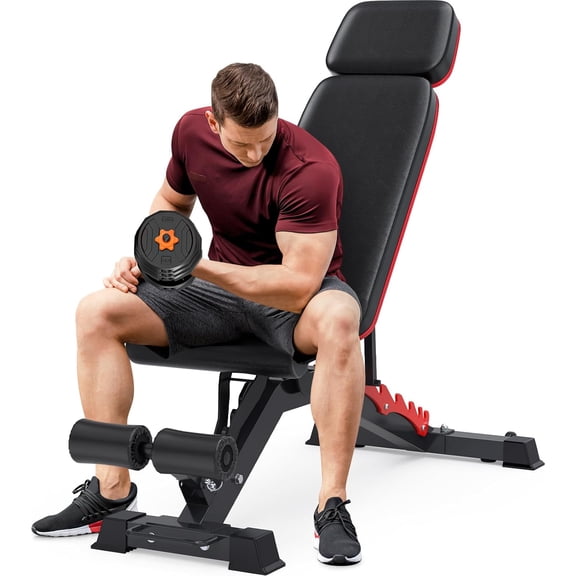 1200LBS Adjustable Weight  Press, Heavy-duty Workout  for Home Gym, Extra Headrest, Incline Decline strength Training  Press for Full Body Workout Extrem Stable