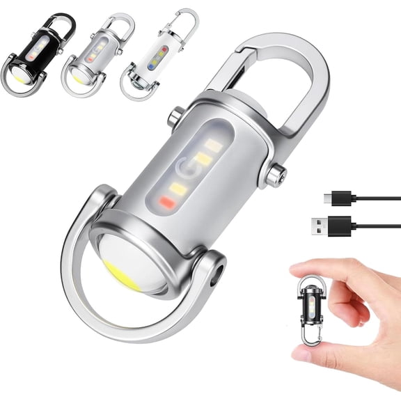 1200LM Super Bright Mini Keychain Flashlight - Super Bright Mini EDC Pocket Flashlight with Power Bank, Rechargeable Waterproof Small LED Light for Dog Walking, Camping & Cool Gadgets for Men (B)