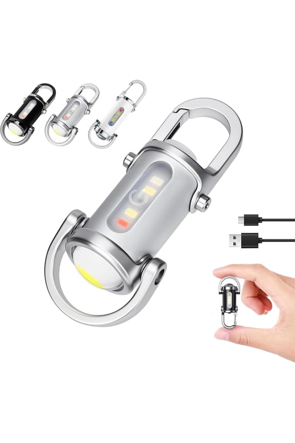 1200LM Super Bright Mini Keychain Flashlight - Super Bright Mini EDC Pocket Flashlight with Power Bank, Rechargeable Waterproof Small LED Light for Dog Walking, Camping & Cool Gadgets for Men (B)