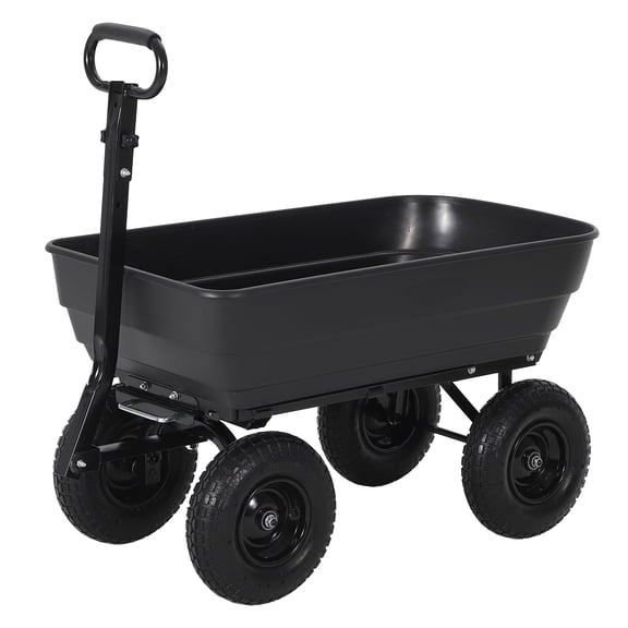1200Lb Garden Dump Cart, Heavy Duty All-Terrain Utility Wagon, Quick-release dumping for soil/plants/tools. 10" flat-free wheels ensure stable movement . Heavy-duty steel frame.