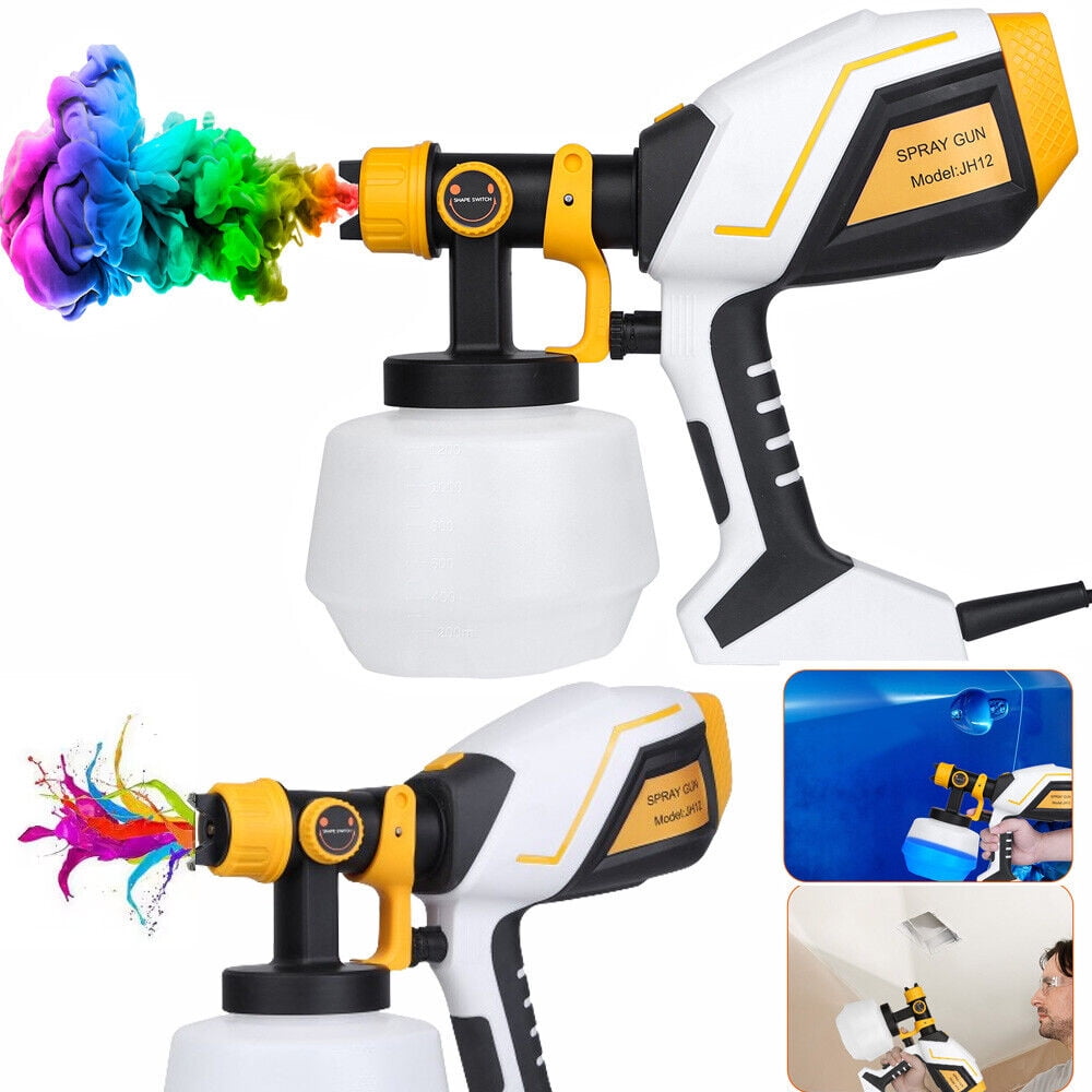 1200ML HVLP Paint Sprayer Handheld 550W Electric Spray Gun w/ 2 Nozzels
