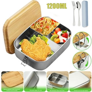 1pc kids portable stainless steel lunch boxes food box escaroles square  divided bento box school back